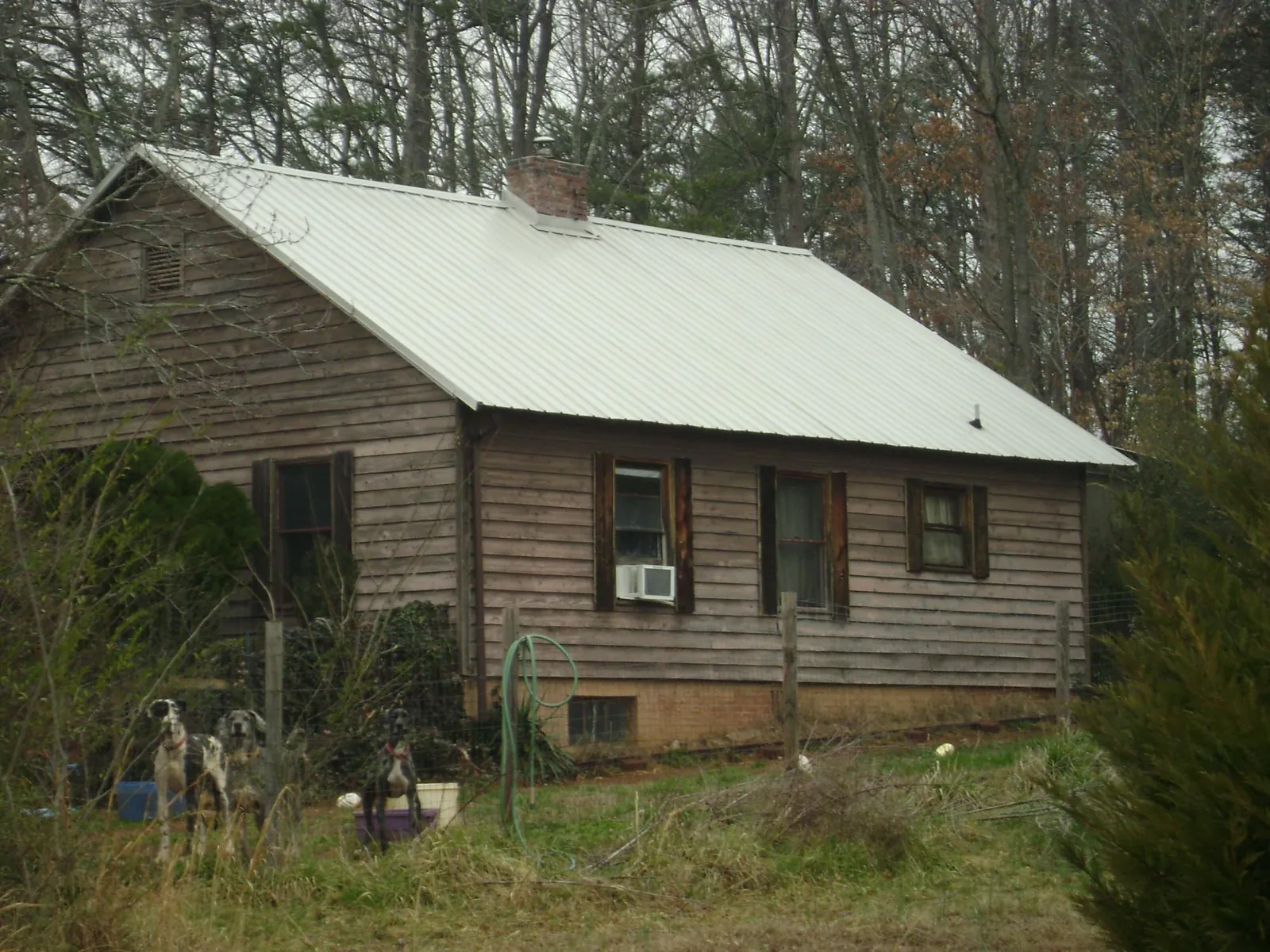 White metal roof on an old wood sided farmhouse, from a Metal Roof Installation job in Hot Sulphur Springs